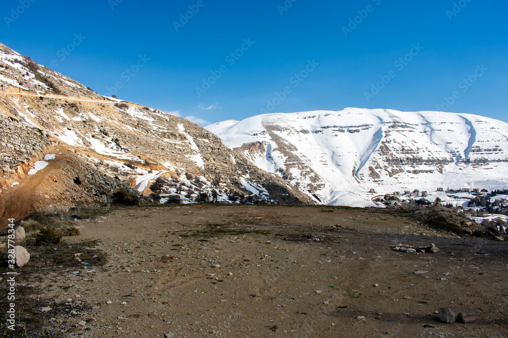 Lebanon mountain scenery in winter