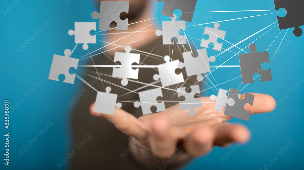 puzzle hand solution concept business. puzzle hand solution concept business.