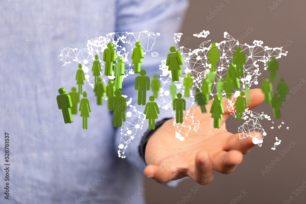 Big data visualization. Network connection structure network Big data visualization. Network connection structure network