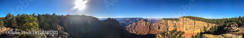 Long panoramic scrip of the the Grand Canyon. Coronado Butte and Sinking Ship visible. Grand Canyon National Park, UNESCO World Heritage Site, Arizona