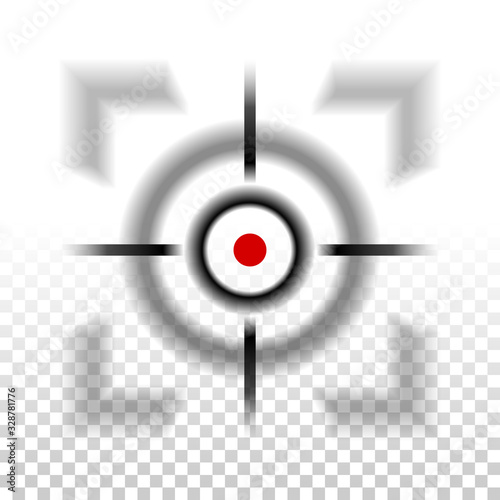 Focus icon with blurred selective focus on checkered background