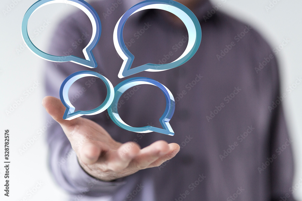 speech bubbles. People Chatting. 3d illustration of a communication concept, relating to feedback 3d speech bubbles. People Chatting. 3d illustration of a communication concept, relating to feedback 3d