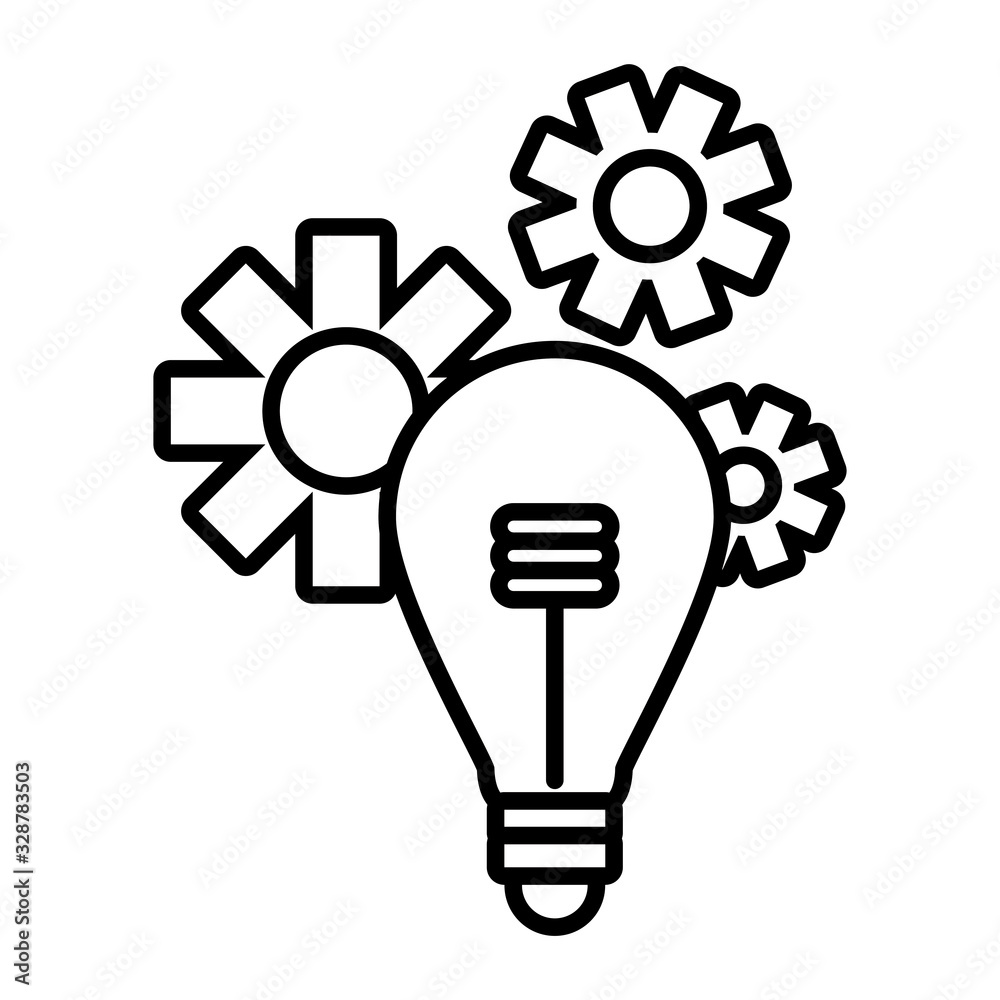 light bulb with gears in white background light bulb with gears in white background