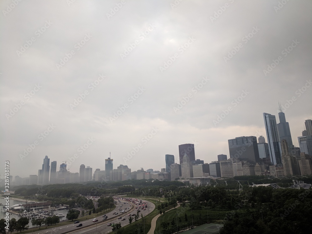 Foggy Chicago Skyline 