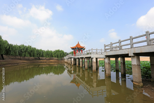 Chinese Classical Traditional Architecture in Artificial Lake