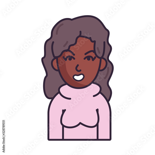 Isolated avatar woman wth sweater fill style icon vector design