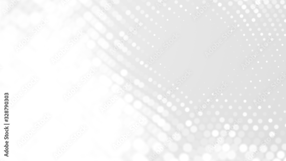 Dot white gray wave light technology texture background. Abstract big data digital concept. 3d rendering.
