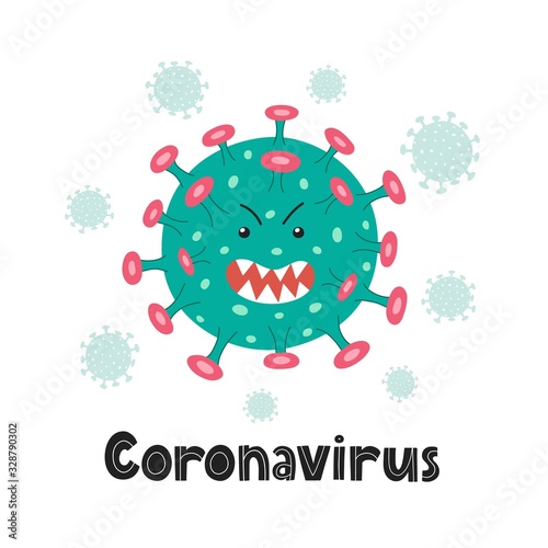 Coronavirus bacteria cell nCoV background. Dangerous flue infection concept