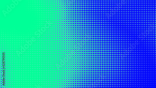 Dots halftone green blue color pattern gradient texture with technology digital background. Dots pop art comics with summer background.