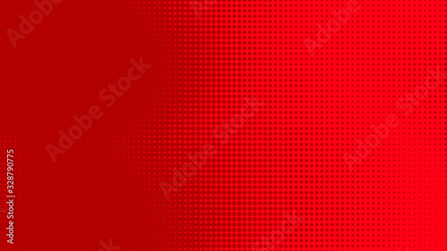 Dots halftone red color pattern gradient texture with technology digital background. Dots pop art comics with summer background.