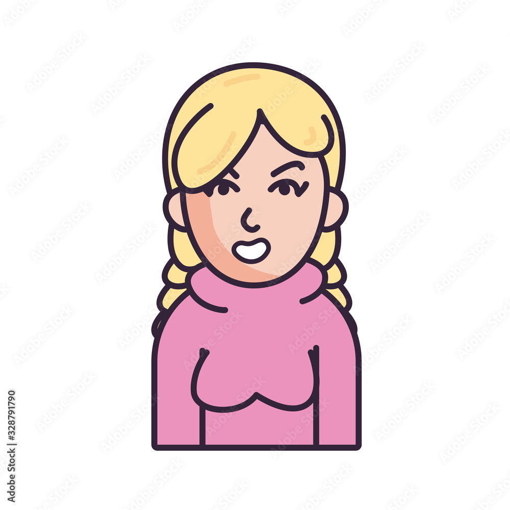 Isolated avatar woman wth sweater fill style icon vector design