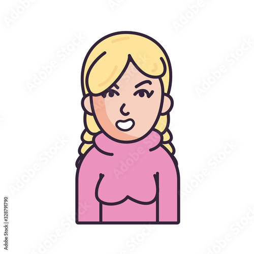Isolated avatar woman wth sweater fill style icon vector design