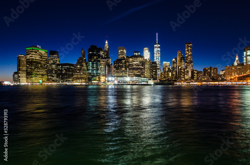 Manhattan skyline at twilight  New York  USA