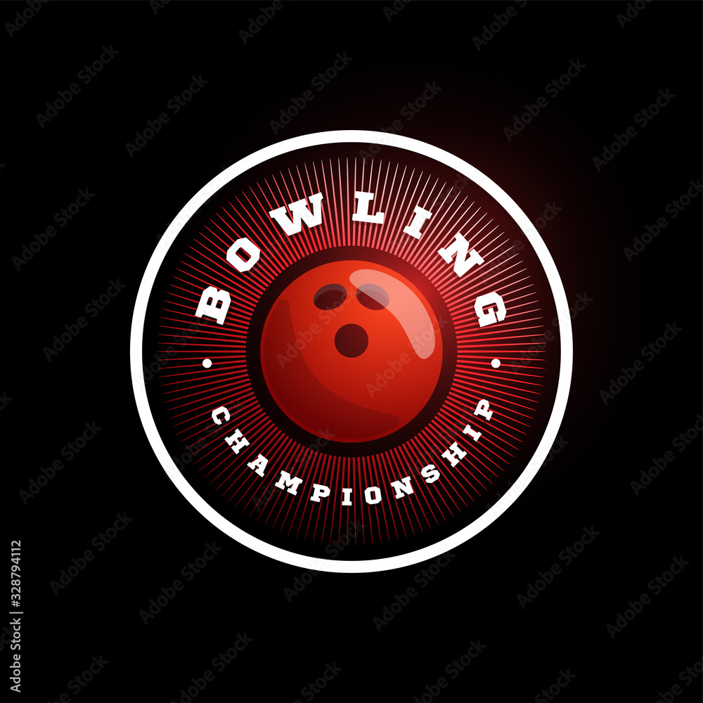 Bowling circular vector logo. Modern professional Typography sport retro style vector emblem and template logotype design. Bowling red logotype Bowling circular vector logo. Modern professional Typography sport retro style vector emblem and template logotype design. Bowling red logotype