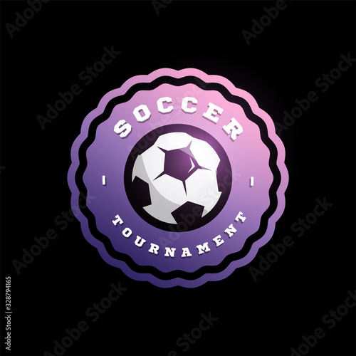 Football soccer circular vector logo. Modern professional Typography sport retro style vector emblem and template logotype design. Football colorful logo