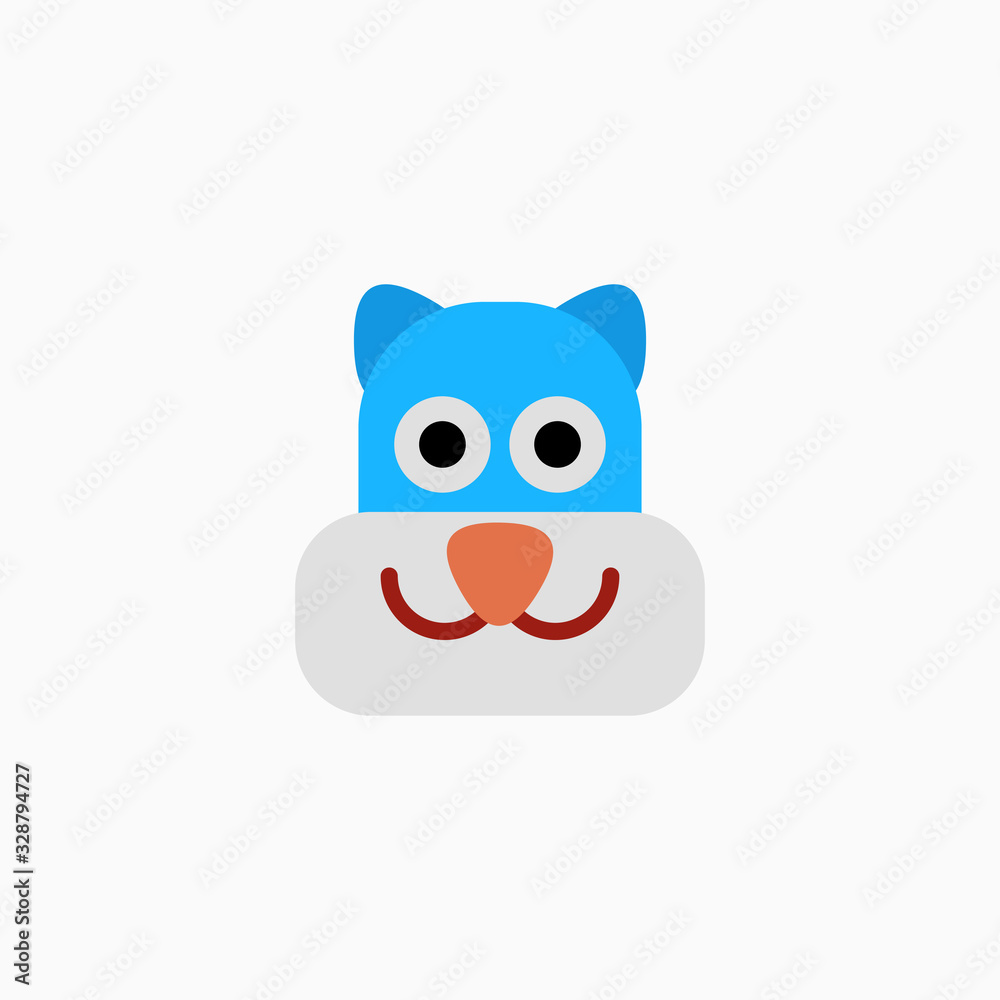 Cat's face in flat design style. Cute kitty. animal's head logo. Flat vector illustration, isolated on white background.