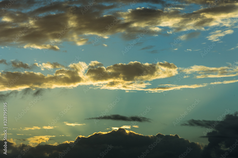 The morning suns rays bring a hue of colours to the sky on the Gold Coast The morning suns rays bring a hue of colours to the sky on the Gold Coast