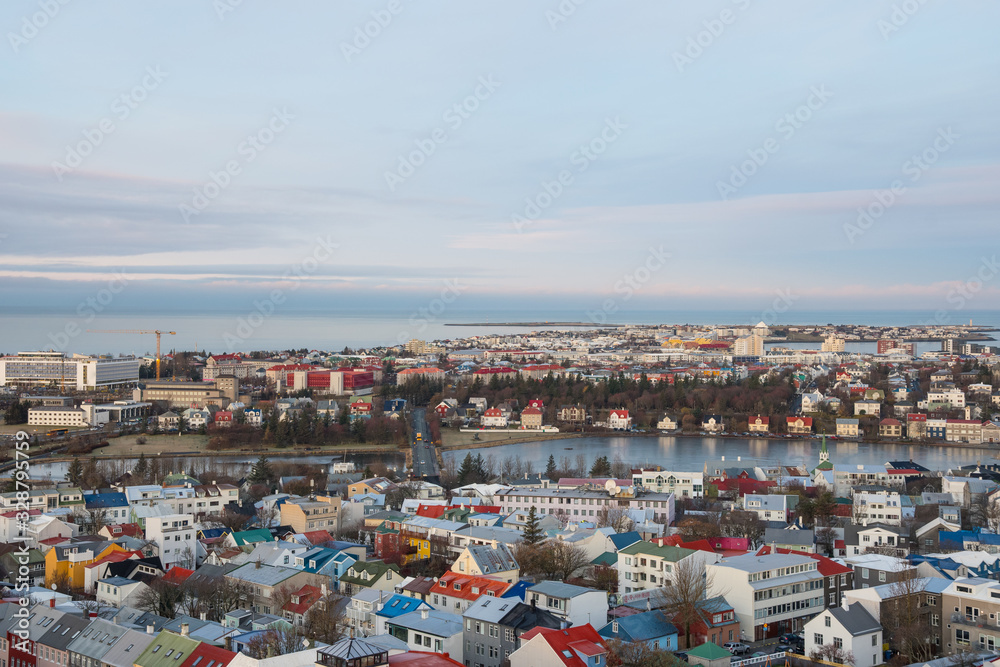 view of city of Reykjavik in Iceland