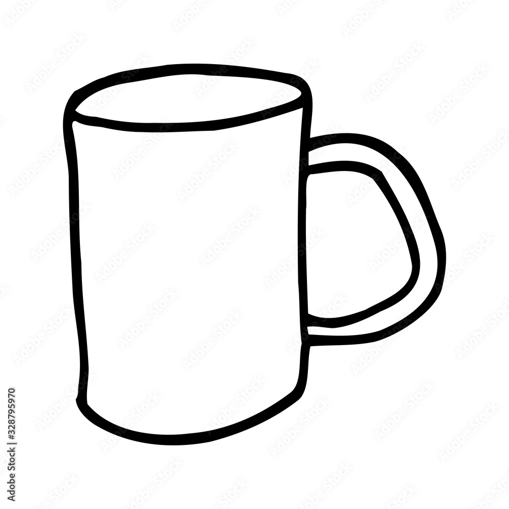 Single hand drawn mug of coffee. Doodle vector illustration for greeting cards, posters, stickers and seasonal design. Single hand drawn mug of coffee. Doodle vector illustration for greeting cards, posters, stickers and seasonal design.