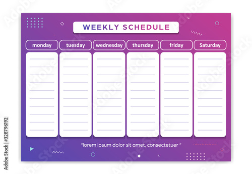 Weekly planner schedule monday to saturday geometric gradient colorful abstract style photo