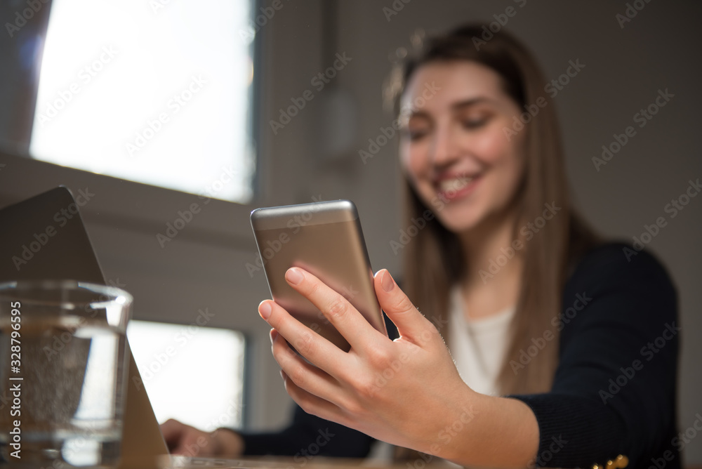 Woman using her smart phone Woman using her smart phone