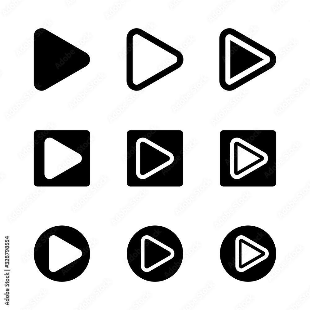 play button icon vector set play button icon vector set