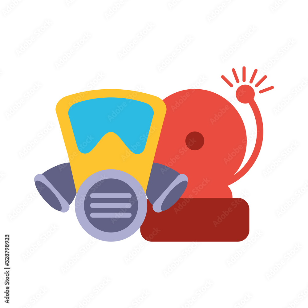 breathing mask with alarm on white background breathing mask with alarm on white background