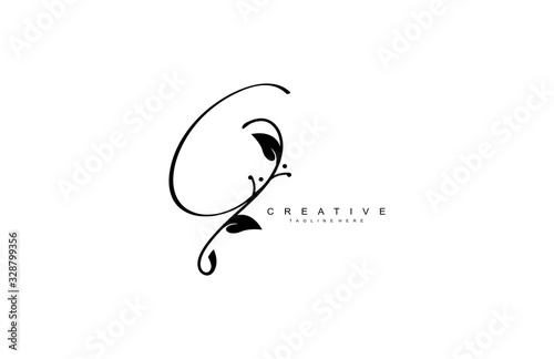 Letter G Minimalist Thin Flourishes Typography Logo