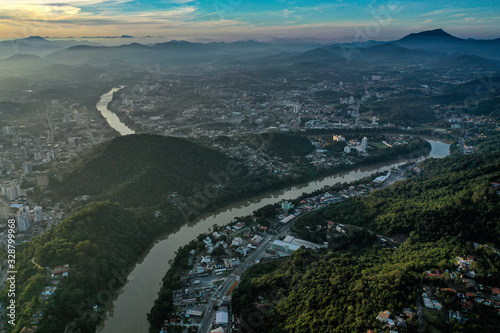 Aerial view of Blumenau City and Itajaí River © Thiago