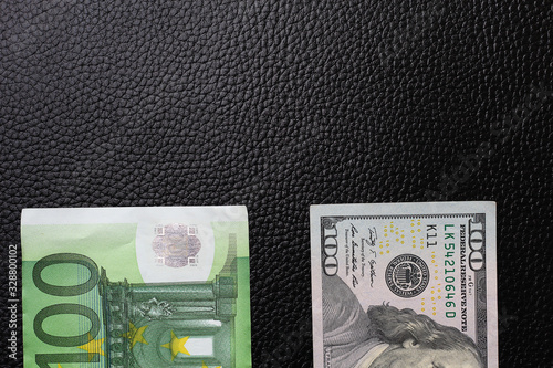 Dollars and euros. The concept of currency exchange transactions, money transfers and the choice for investment photo