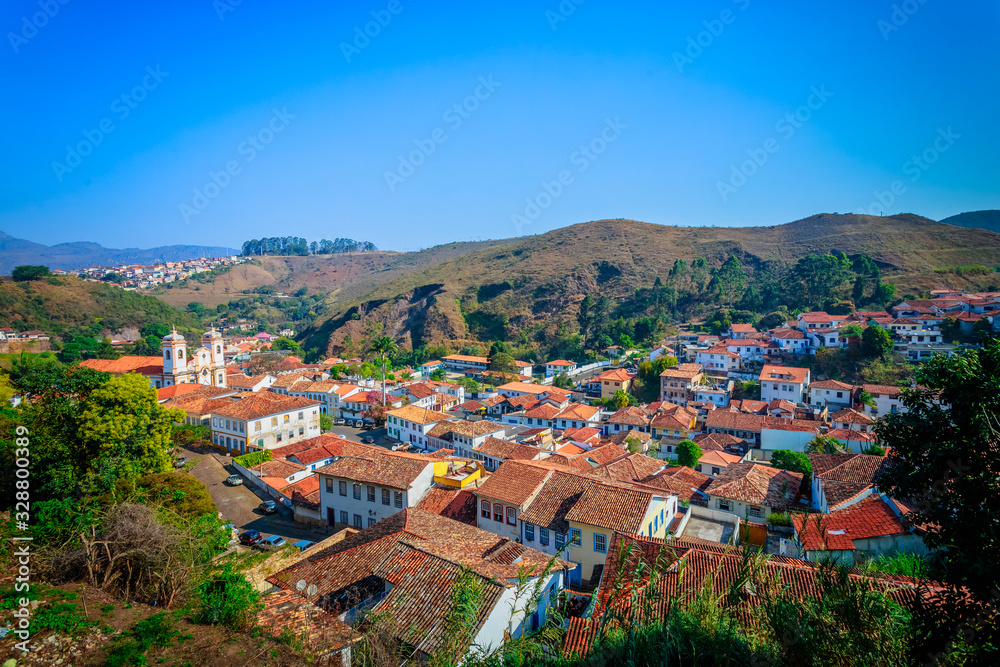 View of old town Ouro Preto at Minas Gerais province, Brazil
