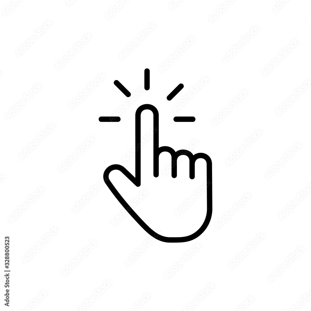 Hand cursor icon isolated on white background. Hand click icon. Finger pointer isolated vector Hand cursor icon isolated on white background. Hand click icon. Finger pointer isolated vector