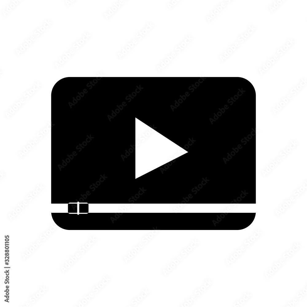 Isolated play over screen silhouette style icon vector design Isolated play over screen silhouette style icon vector design