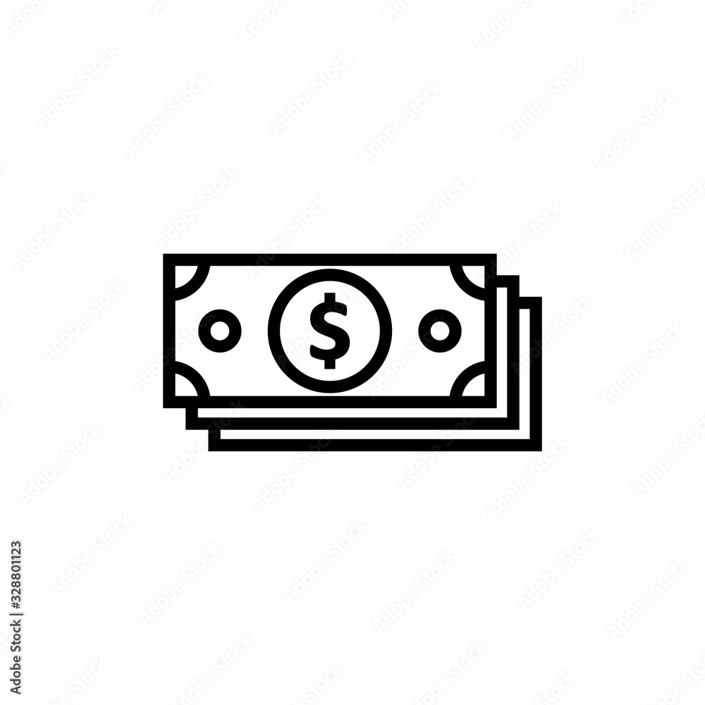Money icon isolated on white background. Money vector icon. Dollar icon Money icon isolated on white background. Money vector icon. Dollar icon