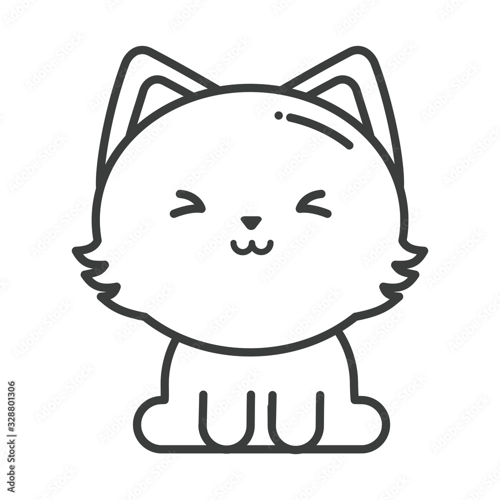 cute cat on white background, line style icon cute cat on white background, line style icon