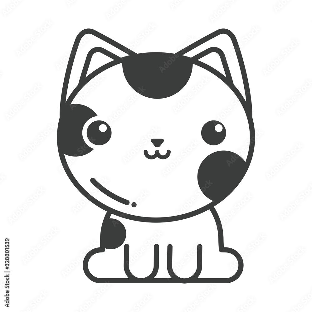 cute cat on white background, line style icon cute cat on white background, line style icon