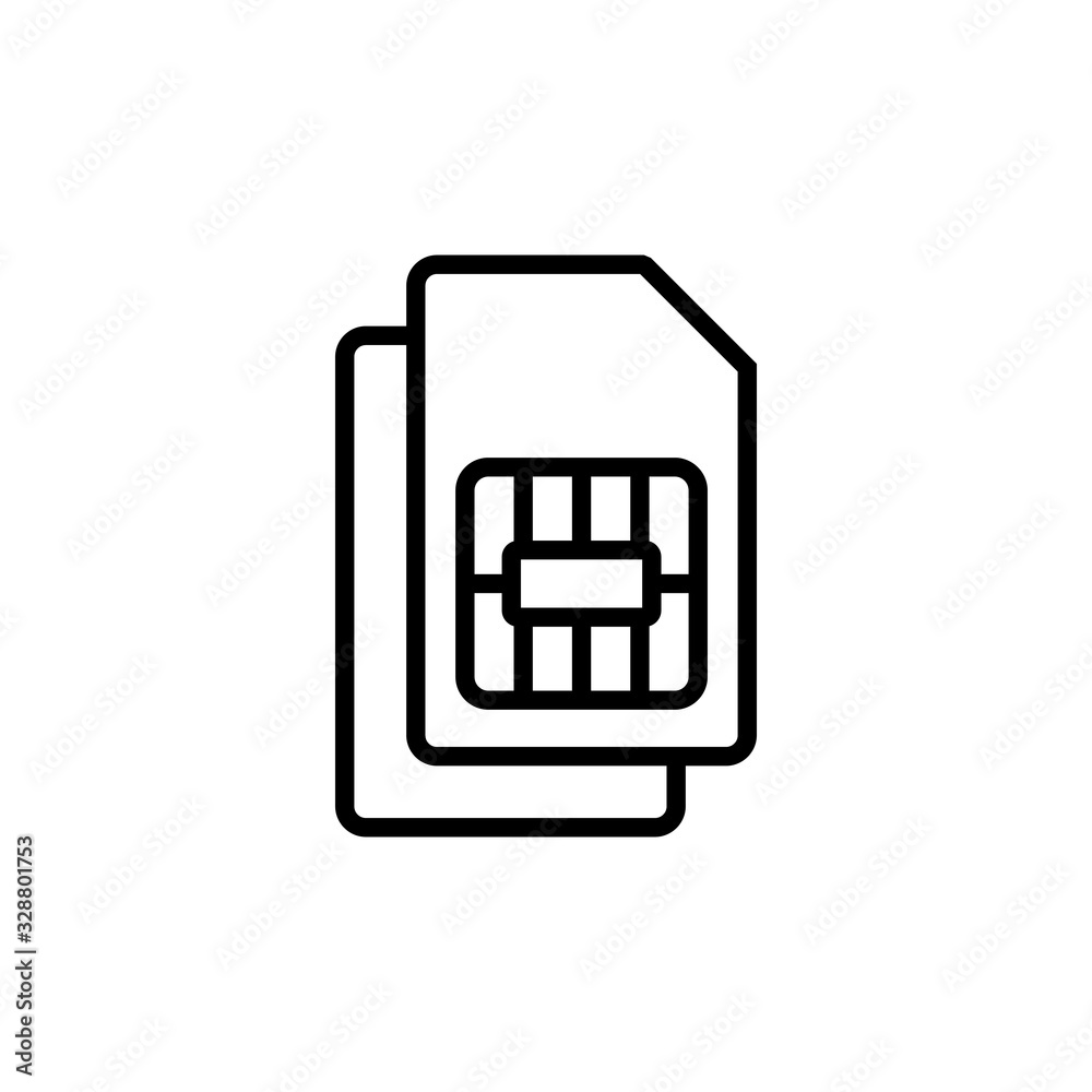 Sim card icon vector isolated on white background. Mobile slot icon. Mobile cellular phone sim card chip. Sim card icon vector isolated on white background. Mobile slot icon. Mobile cellular phone sim card chip.
