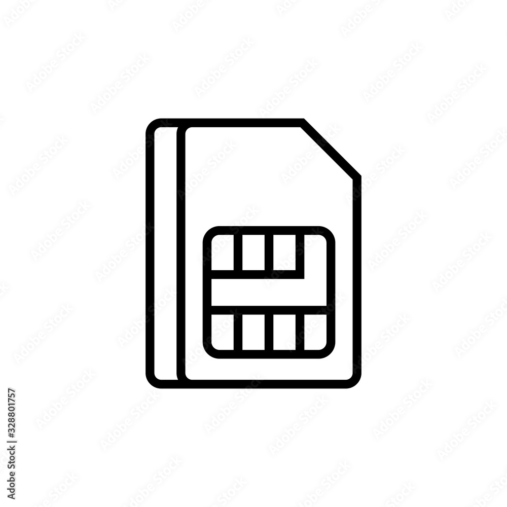 Sim card icon vector isolated on white background. Mobile slot icon. Mobile cellular phone sim card chip. Sim card icon vector isolated on white background. Mobile slot icon. Mobile cellular phone sim card chip.