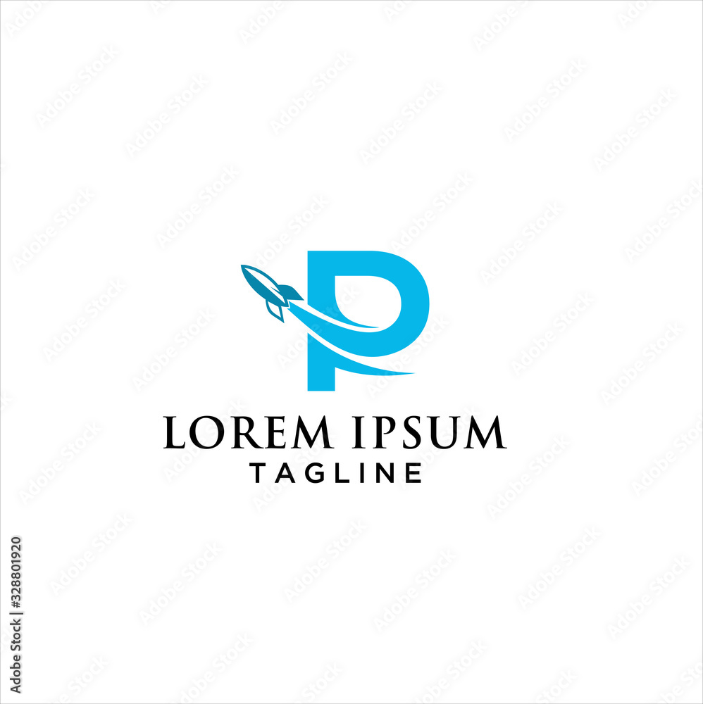 Letter P Rocket Logo Template Design Vector, Emblem, Design Concept, Creative Symbol, Icon