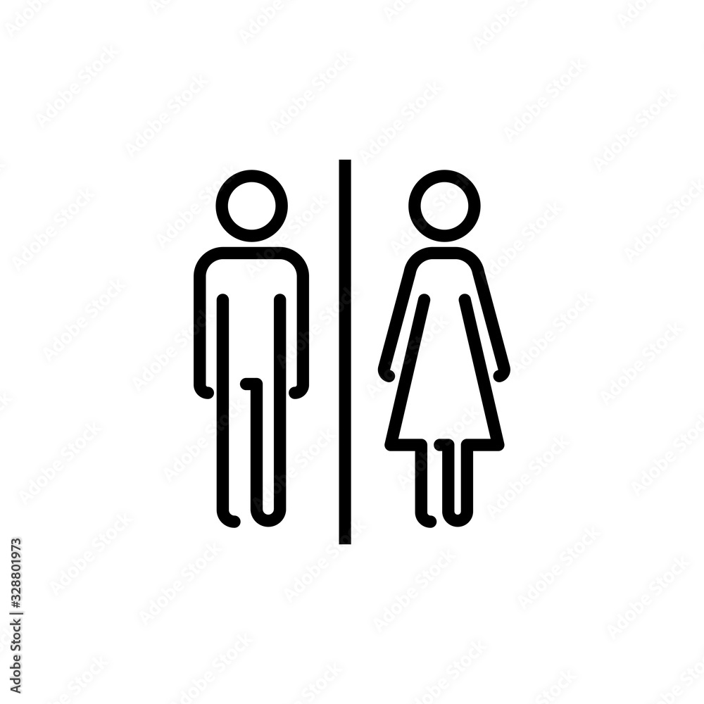 Toilet icon vector isolated on white background. Toilet sign. Man and woman restroom sign vector. Male and female icon Toilet icon vector isolated on white background. Toilet sign. Man and woman restroom sign vector. Male and female icon