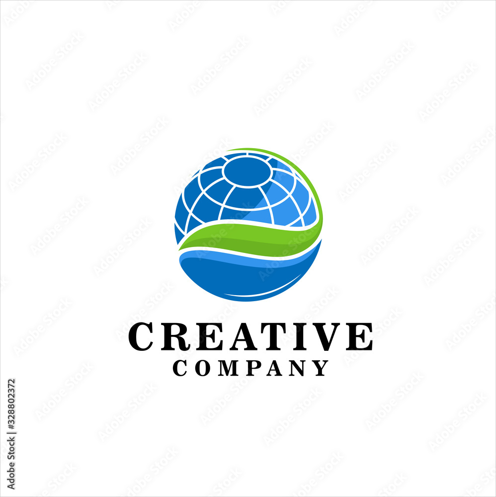 Vector of a earth and leaf logo combination. Planet and eco symbol or icon. Unique global and natural, organic logotype design template.