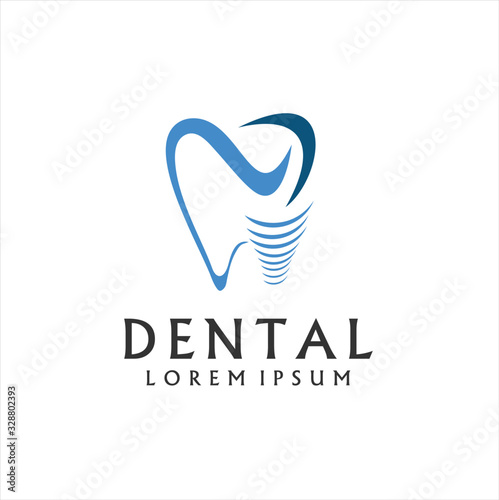 Dental implant logo vector design element for dental clinic