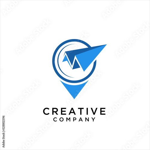 Free Download airplane icon with pin map symbol. Travel and tour logo concept  - GFXLoad