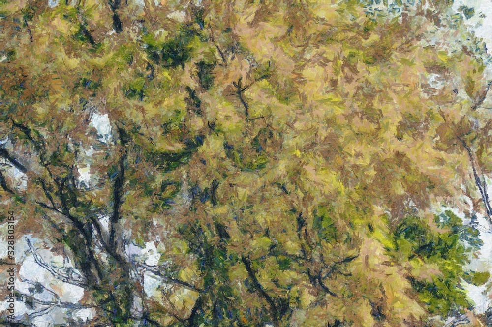 Trees and wood leggings of trees Illustrations creates an impressionist style of painting. Trees and wood leggings of trees Illustrations creates an impressionist style of painting.