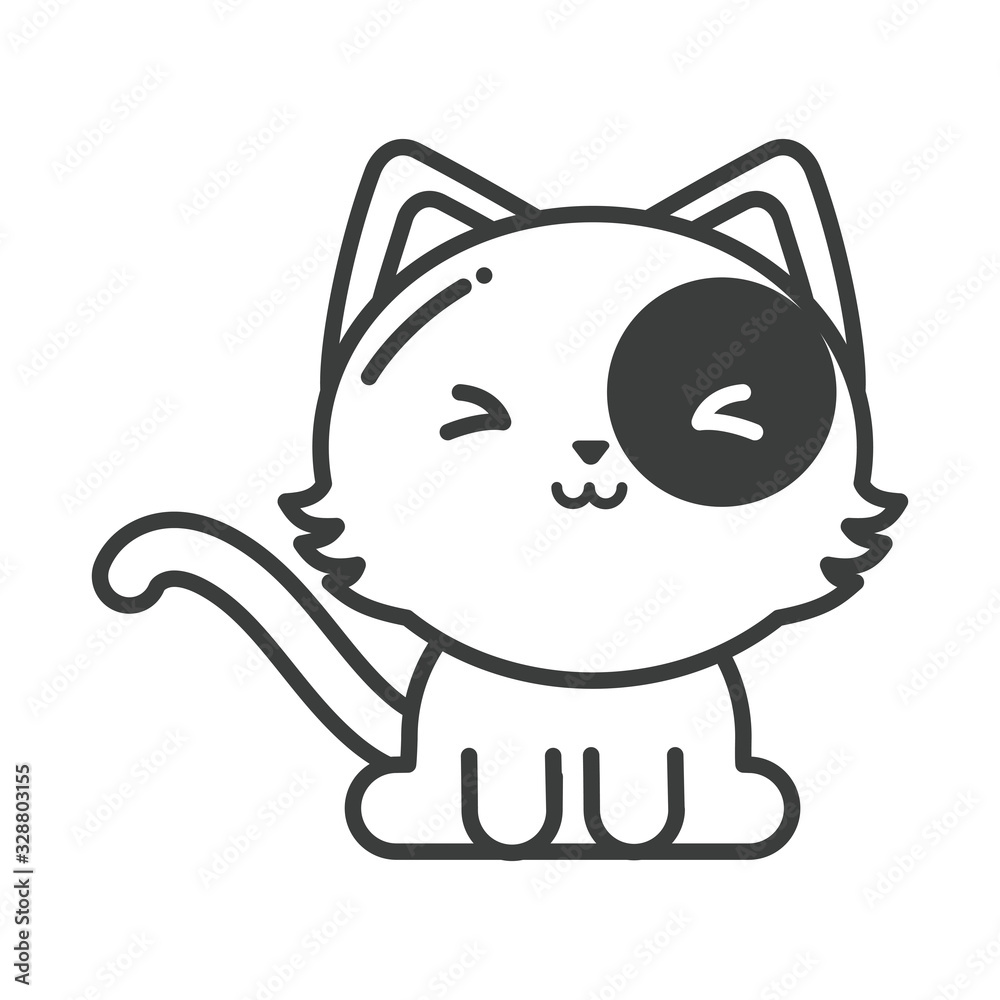 cute cat on white background, line style icon cute cat on white background, line style icon