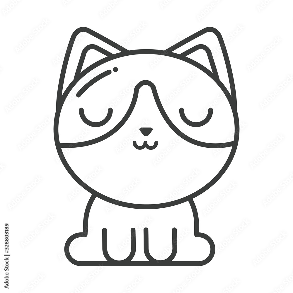 cute cat on white background, line style icon cute cat on white background, line style icon