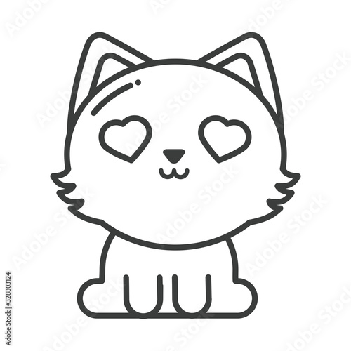 cute cat on white background, line style icon