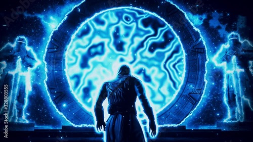 3D Blue Epic Portal to Next Dimension VJ Loop Background photo