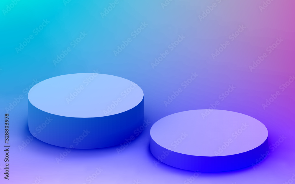 3d purple blue neon light cylinder podium minimal studio gradient dark colors background. Abstract 3d geometric shape object illustration render. Display for nightclub party and technology product. 3d purple blue neon light cylinder podium minimal studio gradient dark colors background. Abstract 3d geometric shape object illustration render. Display for nightclub party and technology product.