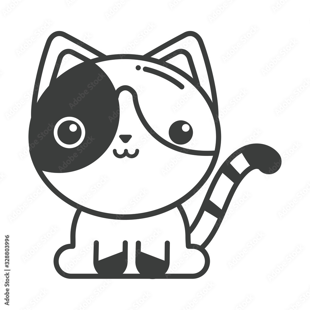 cute cat on white background, line style icon cute cat on white background, line style icon